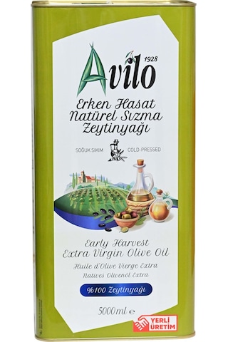 Avilo Erken Hasat Filtresiz Soğuk Sıkım Natürel Sızma Zeytinyağı 5 L