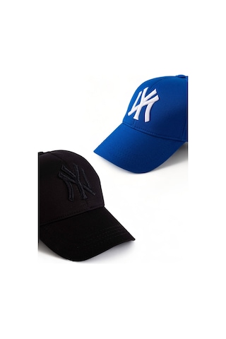 Unisex 2'li Set Siyah ve Saks Mavisi Ny New York Beyzbol Şapka - Unisex Siyah - Saks Mavi