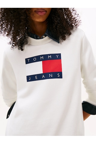 Tommy Hilfiger Tjw Normal Kesim Tj Bayraklı Bisiklet Yaka Kadın Beyaz Sweatshirt Dw0dw22564ybl Beyaz