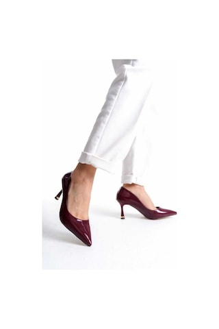 V.s.h Velvet Kadın Stiletto Rugan Arkası Kapalı Şık Kadın Stiletto-2191 Bordo