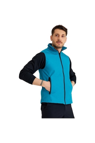 Şensel Erkek Softshell Yelek, Turkuaz 118E2209 Su Itici - Rüzgar Geçirmez 001