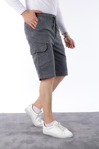 Classics Men Erkek Comfort Fit Keten Bel Lastikli Cepli Kapri Şort Gri