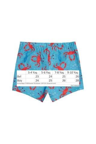 Uv Korumalı Erkek Çocuk Deniz Şortu Bebek Şortu 5250 Yengeç Mavi Mavi