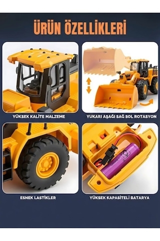 1/22 Ölçek Rc Kontrollü Şarj Edilebilir Şantiye Ekskavatörü - Sis Püskürten, Aydınlatmalı Melodili Realistik Mini İnşaat Aracı
