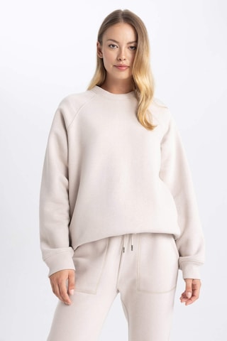 Defacto Oversize Geniş Kalıp Bisiklet Yaka Kalın Basic Düz Casual Sweatshirt V2697AZ23WNBG187 Bej