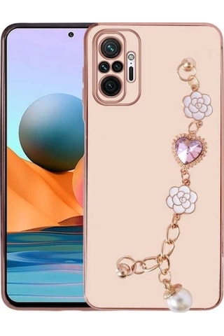 Xiaomi Redmi Note 10 Pro Kılıf El Tutamaçlı Kamera Korumalı Zore Taka Silikon Kapak Pembe