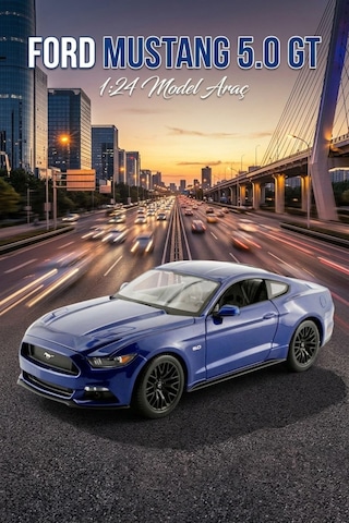 Maisto Lisanslı Metal Ford Mustang GT 2015 1:24 Kapısı ve Kaputu Açılabilir Oyuncak Model Araba