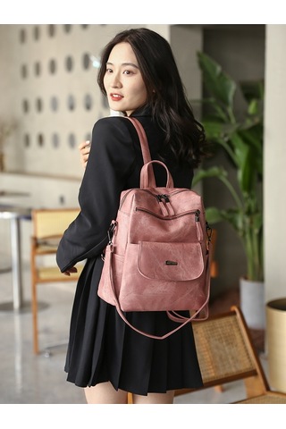Çanta Büyük Kapasiteli Kadın Sırt Çantası Omuz Çantası Kadın Pembe