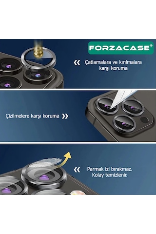 Forzacase Samsung Galaxy S26 Ultra İle Uyumlu Kamera Camı Lens Koruyucu Halka Seti - Fc381 Siyah
