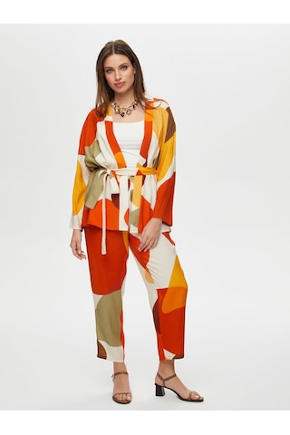 Faik Sönmez Geometrik Soyut Desen Kimono S25kmn001 Us25kmn001100 Multi Çok Renkli