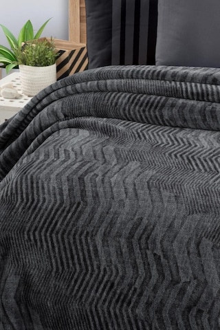 İspanyol Battaniyeli Krep Nevresim Takımı Antrasit