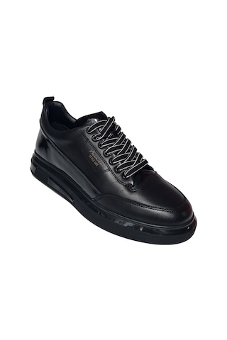Marcomen Rugan Parçalı Model Hakiki Deri Kalın Köpük Taban Erkek Sneaker Ayakkabı 19380 Siyah