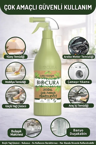 Biocura Doğal Sertifikalı Leke Çıkarıcı Bitkisel İçerikli Çok Amaçlı Temizleyici 2 x 1 L