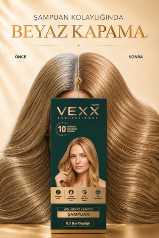 Vexx Professional Beyaz Kapatıcı Pratik Boya Şampuan Bal Köpüğü 8.3 Amonyaksız Formül 300 Ml.