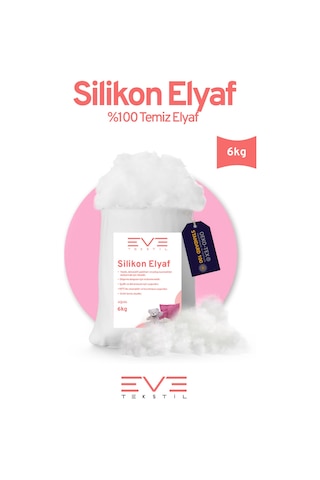 Eve Tekstil Yastık Yorgan Oyuncak Dolum Malzemesi Antialerjik Yapışmaz 1.kalite %100 Temiz Silikon Elyaf 6 Kg