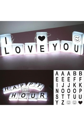 Zmc Bilişim 10lu Lightbox Işıklı Harf Mesaj Panosu Dekoratif Harf Işık Zinciri
