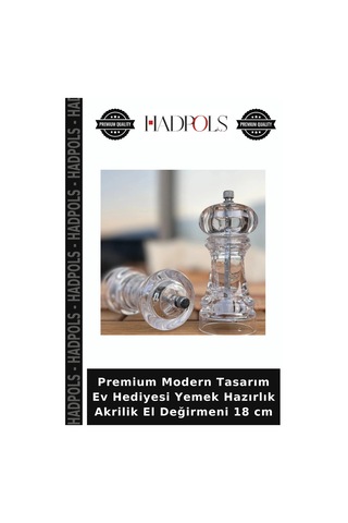 Premium Modern Tasarım Ev Hediyesi Yemek Hazırlık Akrilik El Değirmeni 18 Cm Şeffaf