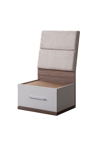 Komodin, Milano Tek Çekmeceli Komodin Ceviz - Beyaz