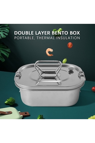 Ulzyvf Paslanmaz Çelik Öğle Kutusu - Çocuk Bento Kutusu, Gümüş, Dayanıklı Gümüş