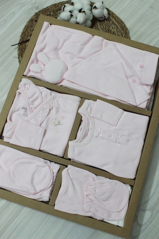 Caramell Barbosa Cute Nakışlı %100 Pamuk Yenidoğan 10'lu Hastane Çıkışı 56-62cm Pembe