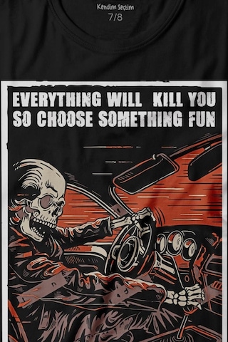 Kendim Seçtim Choose Somthing Fun Araba Kuru Kafa Baskılı Tişört Çocuk T-shirt 001