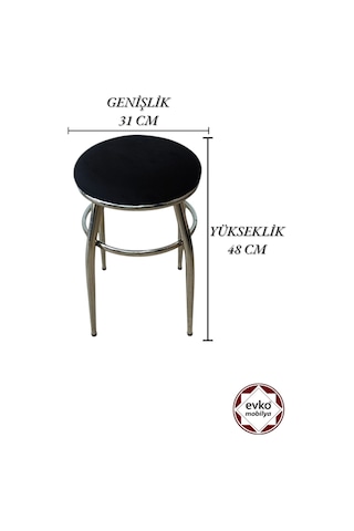 Evko Mobilya Tabure, Bar Taburesi, 2'li Tabure, Metal Ayaklı Tabure - Siyah Bf