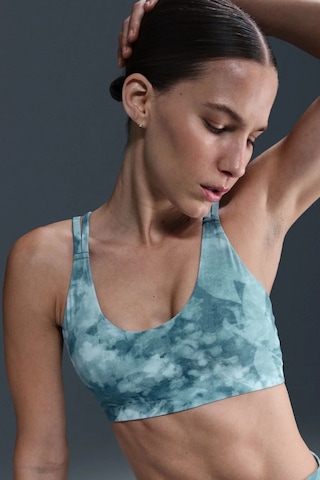 Nike Zenvy Light-support Padded Printed Womens Bra Desenli Kadın Sporcu Sütyeni Mavi