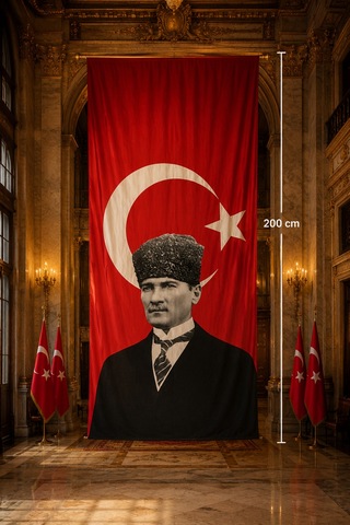 Atatürk Baskılı Türk Bayrağı 150 200 - Desen 2 Diğer