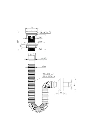 Monavit Seramik Kapaklı Beyaz Klik Klack Lavabo Süzgeci 32 Sifon Beyaz