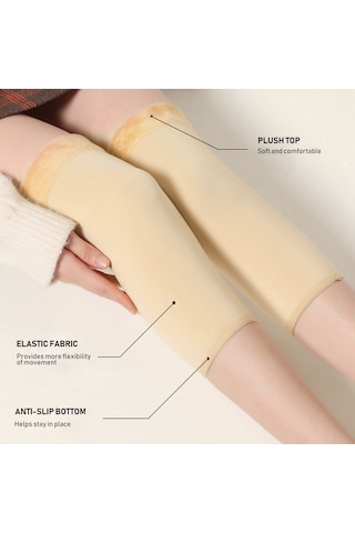 Geeksen Kadınlar İçin Sıcak Tutan Esnek Dizlik - Kışın Konfor Ve Koruma 2'li Paket Bej