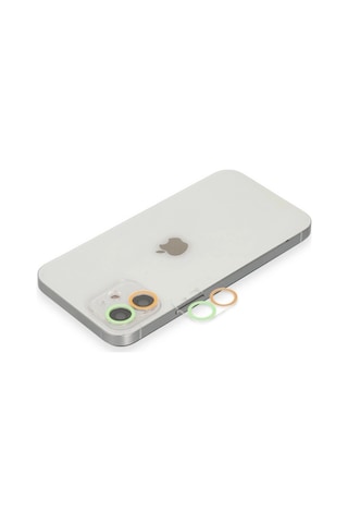Apple iPhone Uyumlu 11 Renkli Kamera Lens Koruma Cam - Turuncu-yeşil