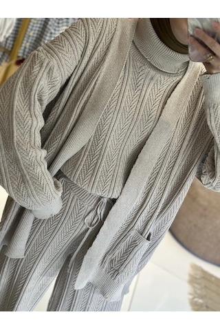 Olla Collection Üçlü Triko Takım Taş Taş