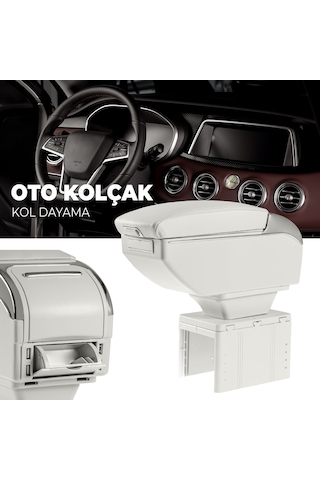 Oto Kolçak Sürgülü Ve Usb Şarj Girişli Tüm Araçlara Uyumlu Kol Dayama 7 Usb Girişli Kolçak Gri