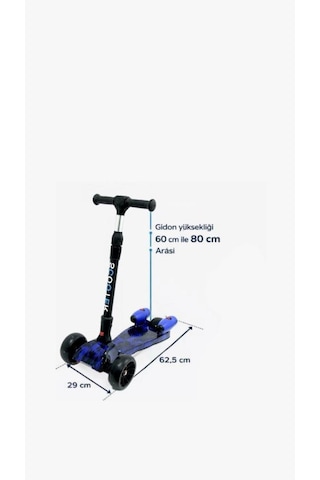 Işıklı Sesli Duman Atan 100 Kg Taşıma Kapasiteli Desenli Büyük Boy 3 Tekerlekli Çocuk Scooter Mor