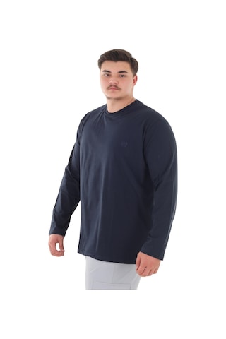 Erkek 115-155 Kilo Arası İçin Uygun Uzun Kol Bisiklet Yaka Mevsimlik Düz Renk İnce Sweatshirt Lacivert