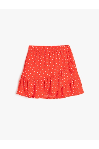 Koton Fırfır Detaylı Beli Lastikli Puantiyeli Mini Etek Kırmızı Desenli 5skg70002ak Kırmızı Desenli Çok Renkli
