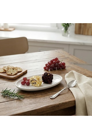 Deconox 6'li Porselen Küçük Boy Oval Tabak Seti - Minimalist Beyaz Sunum Tabağı Kahvaltılık Mezelik Ve Sosluk Ser Diğer