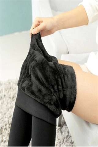 Içi Peluşlu Kışlık Termal Tayt Içlik Siyah Kadın Peluş Tayt Karışık