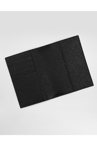 Dolce & Gabbana Logo Calfskin Passport Cover Siyah