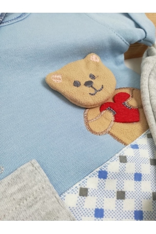 3lü Erkek Bebek Takım Mavi Ayıcık Kısakol Sweat 3-6-9-12 Ay Bebek Takımları Kıyafetleri Bebek Giyim mavi Mavi