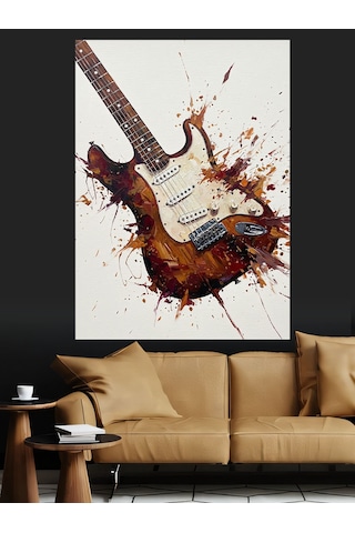 Elektrik Gitar Çalınmış Hali Dekoratif Kanvas - Mdf Ahşap Tablo