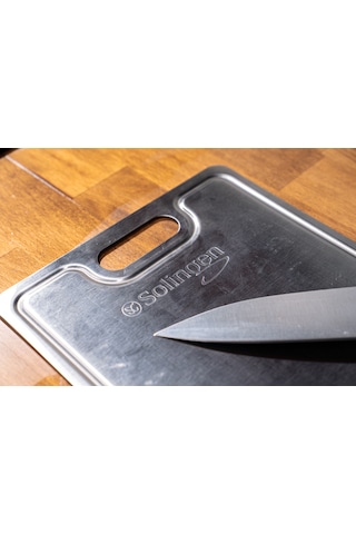 Paslanmaz Çelik Kesme Tahtası 2 Adet - Gri - Solingen Gri