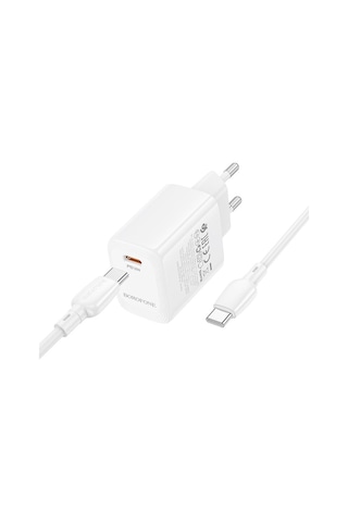 Borofone Bn28 Fuente Tek Portlu Pd30w Şarj Cihazı 1m Tip-c'den Tip-c Kabloya, Fiş Tipi: Ab Fiş Beyaz Beyaz