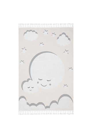Sparkle Krem Gri Anne Çocuk Bulut Figürlü Çocuk Odası Halısı 133x Gri