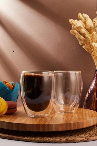 Mis Kitchen 2 Adet Cidarlı Çay Fincanı Kahve Sunum Bardağı 300 Ml