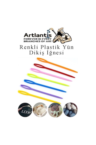 Renkli Plastik Yün İğnesi 9 Cm 50 Adet Plastik Dikiş İğnesi Plastik Örgü Dikme İplik İğne Dokuma İğnesi
