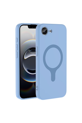 Apple iPhone Uyumlu 16e Kılıf M-safe Şarj Özellikli Zore Aris Silikon Kapak - Baby Blue