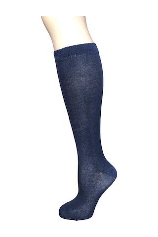 Desıgn Pamuklu Çocuk Dizaltı Okul Çorabı Lacivert