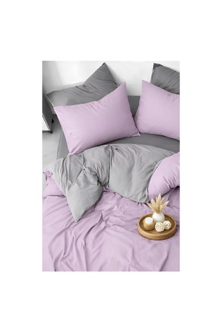 Lila & Gri, Çift Kişilik Nevresim Takımı Modern Minimal Seri Lila-gri