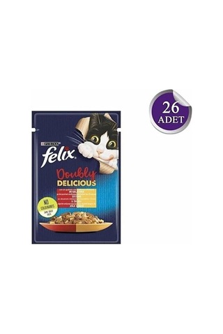 Çifte Lezzet Sığır & Tavuklu Kedi Yaş Mama 26 X 85 Gr